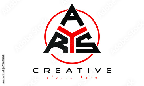 RAS three letter creative triangle shape in circle logo design vector template. typography logo | Letter mark logo | initial logo | flat logo |  minimalist logo | 