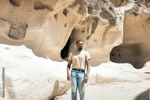 Man sightseeing in Cappadocia photo