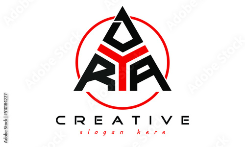 RDA three letter creative triangle shape in circle logo design vector template. typography logo | Letter mark logo | initial logo | flat logo |  minimalist logo | 