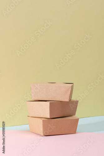 Diverse of containers for takeaway food. Food Delivery concept photo