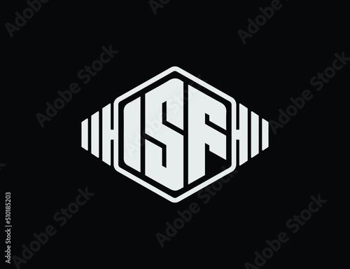 IS or ISF , SF GYM Fitness Unique modern flat abstract logo design with white color. photo