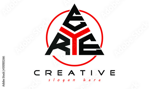 REE three letter creative triangle shape in circle logo design vector template. typography logo | Letter mark logo | initial logo | flat logo |  minimalist logo | 