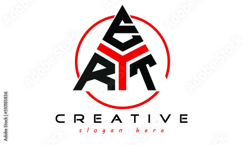 RET three letter creative triangle shape in circle logo design vector template. typography logo | Letter mark logo | initial logo | flat logo |  minimalist logo | 