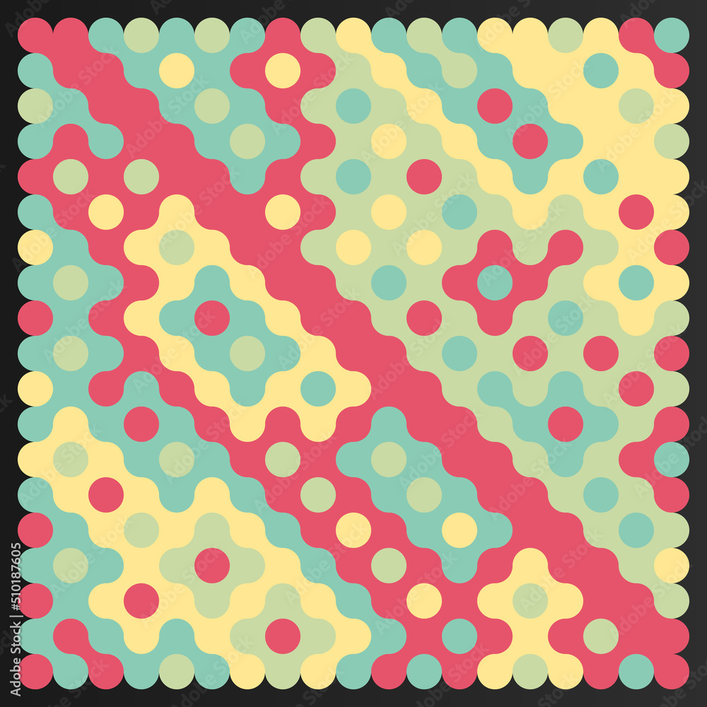 Multicolor truchet tiling connections illustration Multicolor truchet tiling connections illustration