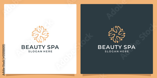 Elegant flower logo design abstract. Can be used for beauty salons, decorations, boutiques, spas, yoga, cosmetic and skin care products. premium vector