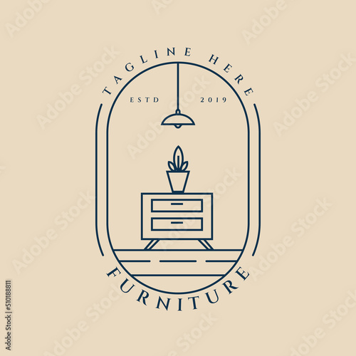 furniture line art logo, icon and symbol, with emblem vector illustration design