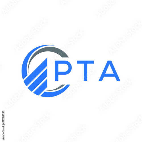 PTA Flat accounting logo design on white background. PTA creative initials Growth graph letter logo concept. PTA business finance logo design.