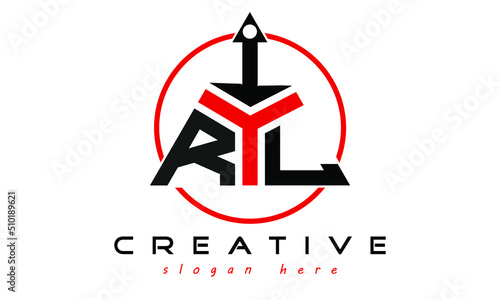 RIL three letter creative triangle shape in circle logo design vector template. typography logo | Letter mark logo | initial logo | flat logo |  minimalist logo |  photo