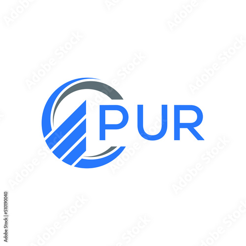 PUR Flat accounting logo design on white background. PUR creative initials Growth graph letter logo concept. PUR business finance logo design.