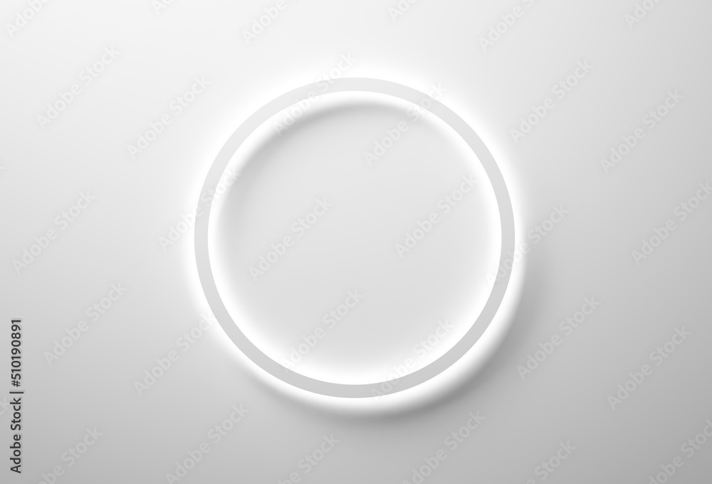 Abstract circle shape and light on white background. 3d illustration. 3d rendering Abstract circle shape and light on white background. 3d illustration. 3d rendering