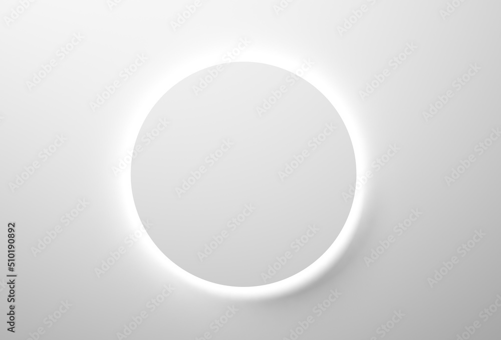 Abstract circle shape and light on white background. 3d illustration. 3d rendering