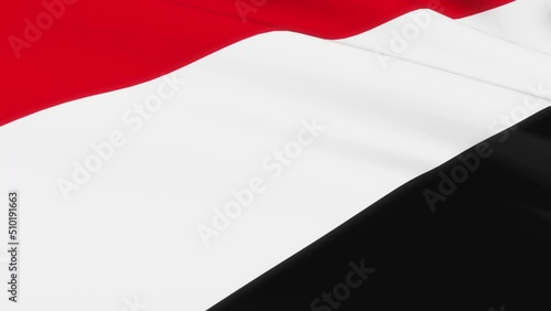 Loop of Yemen flag waving in wind texture  background .Yemen flag video waving in wind photo