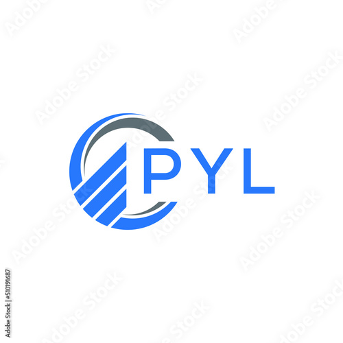 PYL Flat accounting logo design on white  background. PYL creative initials Growth graph letter logo concept. PYL business finance logo design.