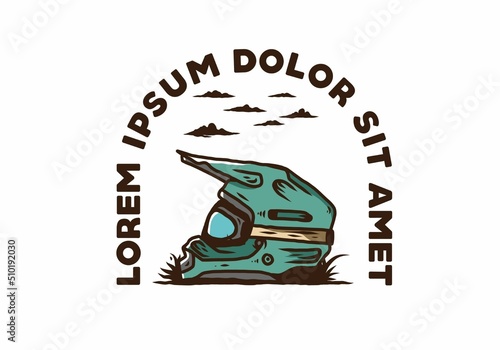 Outdoor motocross trail helmet illustration