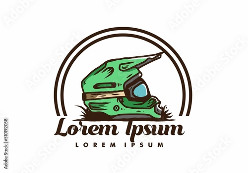 Outdoor motocross trail helmet illustration