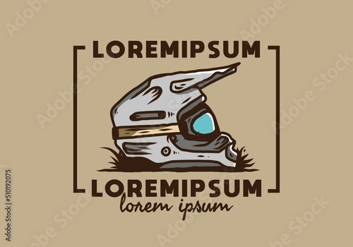 Outdoor motocross trail helmet illustration
