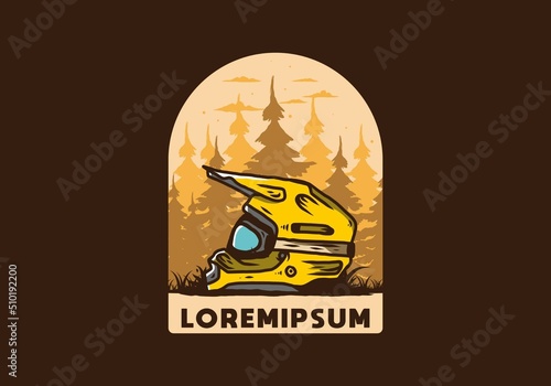 Outdoor motocross trail helmet illustration