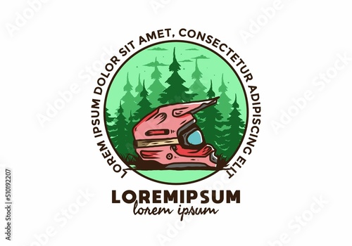 Outdoor motocross trail helmet illustration