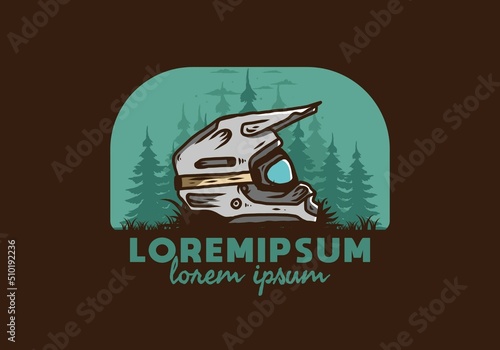 Outdoor motocross trail helmet illustration