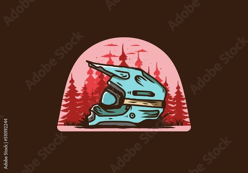 Outdoor motocross trail helmet illustration