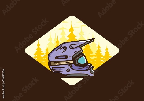 Outdoor motocross trail helmet illustration