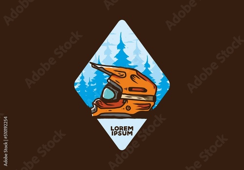 Outdoor motocross trail helmet illustration