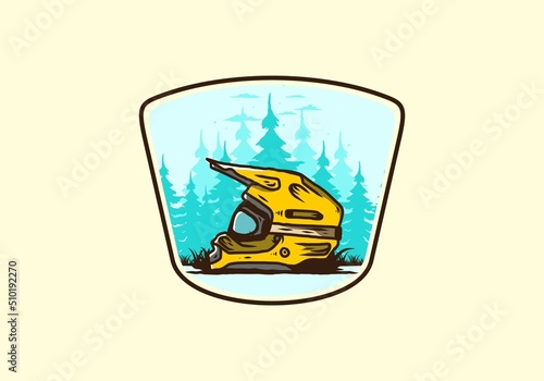 Outdoor motocross trail helmet illustration