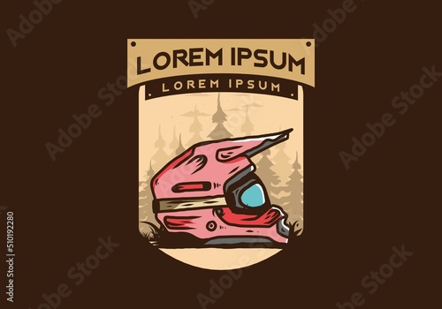 Outdoor motocross trail helmet illustration