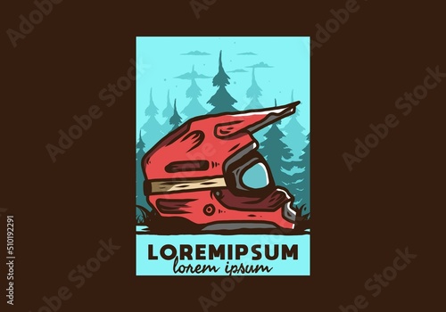 Outdoor motocross trail helmet illustration