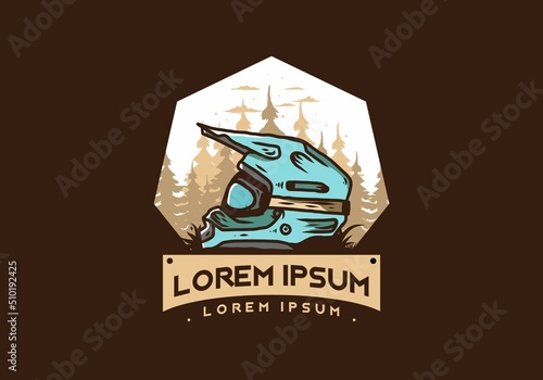Outdoor motocross trail helmet illustration