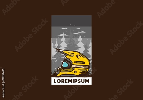 Outdoor motocross trail helmet illustration