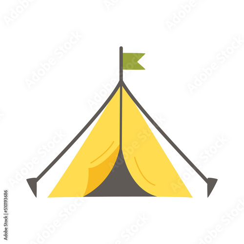Vector illustration of yellow tent on white background.