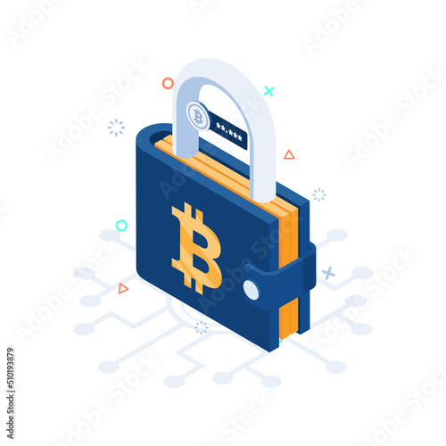 Isometric Locked Bitcoin Wallet