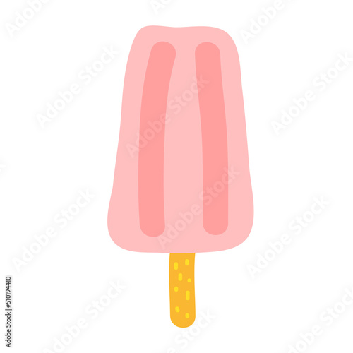 Ice cream pop. Pink strawberry ice cream stick or popsicle