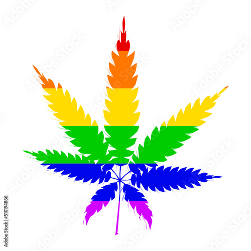 Cannabis Leaf In Rainbow Colors