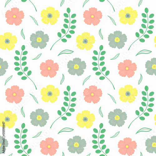 Wallpaper Mural Seamless pattern with beautiful flowers, leaves and twigs. Floral ornament for textiles, clothing, wrapping paper and more. Torontodigital.ca