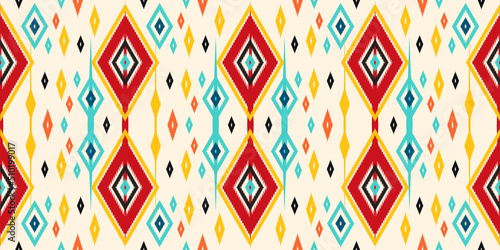 Tribal pattern seamless design. Ethnic Aztec fabric carpet mandala ornament native African American chevron textile wallpaper decoration. Geometric line texture