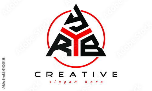 RYB three letter creative triangle shape in circle logo design vector template. typography logo | Letter mark logo | initial logo | flat logo |  minimalist logo | 