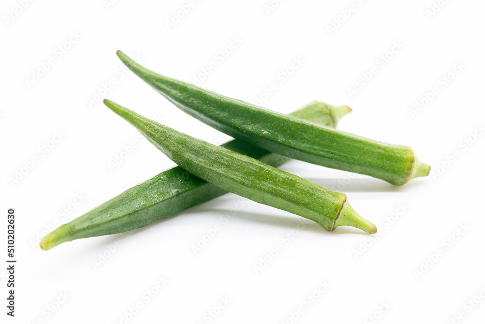fresh okra or lady finger or Bhindi isolate on white background fresh okra or lady finger or Bhindi isolate on white background