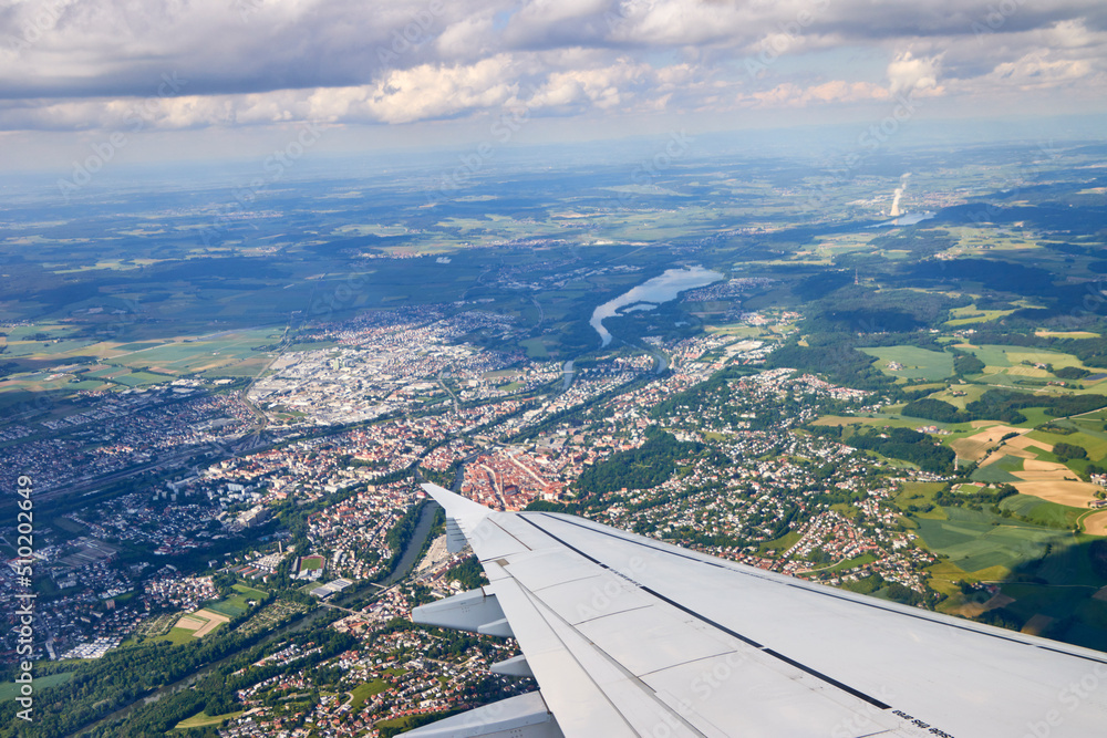 Luftaufnahme aus einem Flugzeug über Deutschland