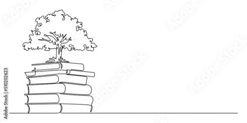 One line drawing of tree knowledge vector illustration