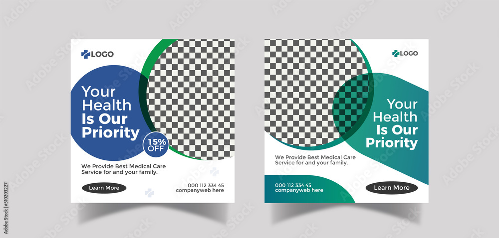 Medical healthcare social media post and banner template design Medical healthcare social media post and banner template design