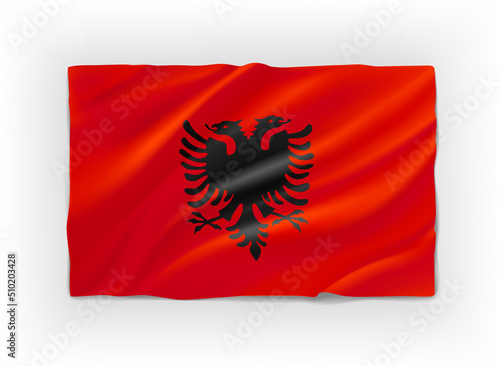 Red and black flag of Albania. 3d vector object isolated on white