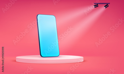 Bright scene with modern smartphone mockup