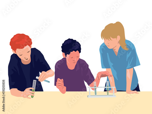 Students in Science Class in illustration graphic vector