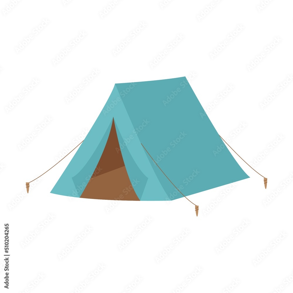 Camping tent. Equipment for picnics, outdoor recreation, travel, hiking. Flat vector illustration isolated on a white background. Camping tent. Equipment for picnics, outdoor recreation, travel, hiking. Flat vector illustration isolated on a white background.