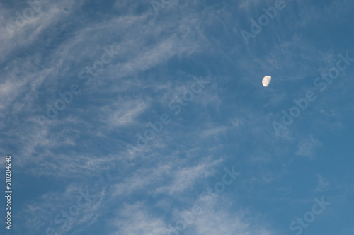 Moon and clouds in the Langue de Barbarie National Park. Saint-Louis. Senegal.