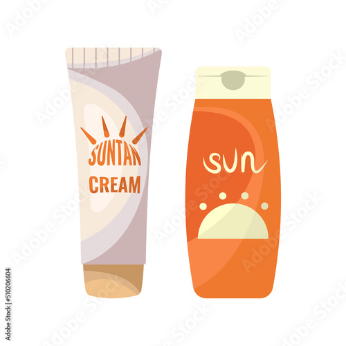 Cream, suntan, sunscreen, icon for site, app, vector illustration.