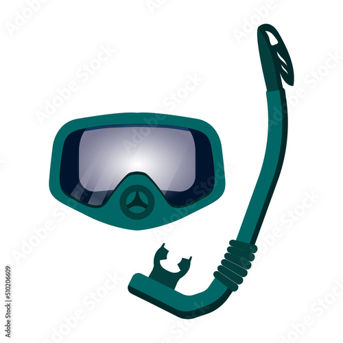 Diving mask, Vector illustration isolated on white background.