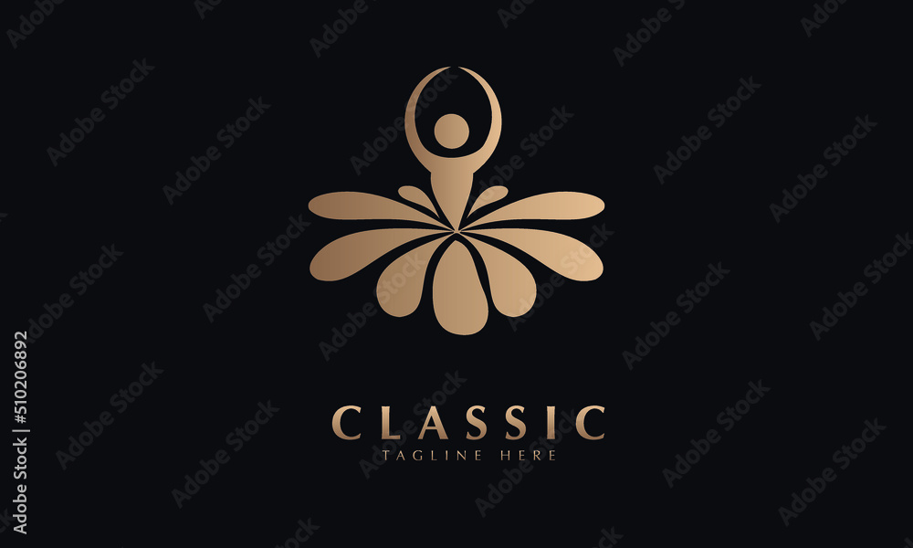 Flower people abstract icon silhouette vector monogram logo template